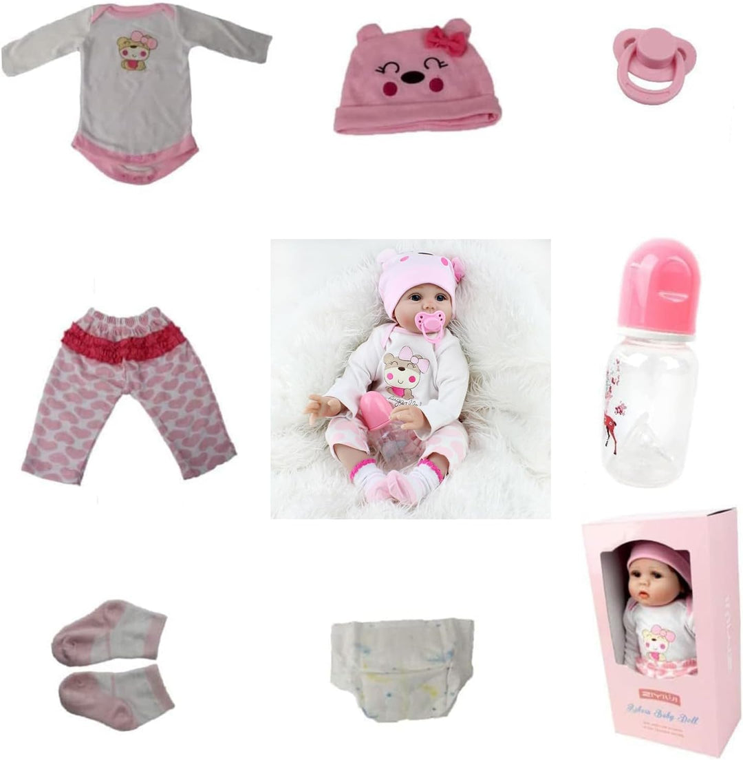 ZIYIUI 22Zoll Reborn Babypuppe Babys Puppe wie Echtes Baby Weiche Silikon Vinyl echt Babypuppen Lebe