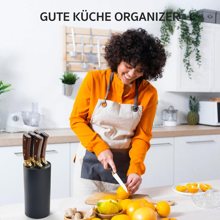 Cheerhom Messerblock Ohne Messer Schwarz, Universal Messerblocks mit Flexiblen Lamellen, Messerblock