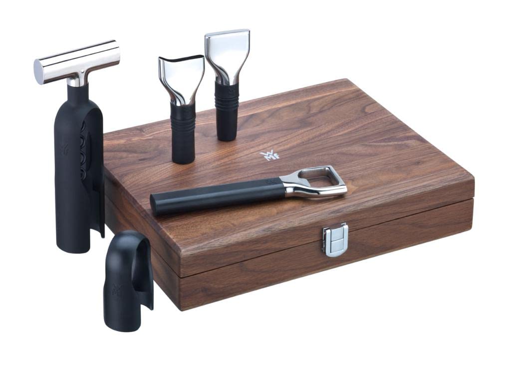 WMF Baric Sommelier Weinset 5-teilig, Korkenzieher, Folienschneider, Flaschenverschluss, Weinausgies