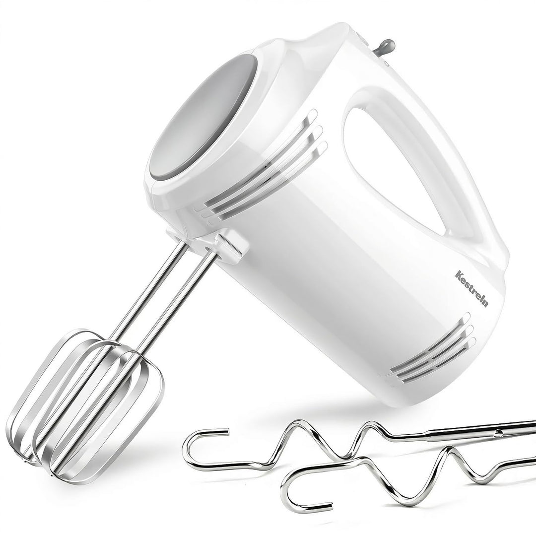 Kestreln Handmixer 350 Watt, 5 Geschwindigkeiten, Edelstahl Schneebesen & Knethaken, ergonomischer G