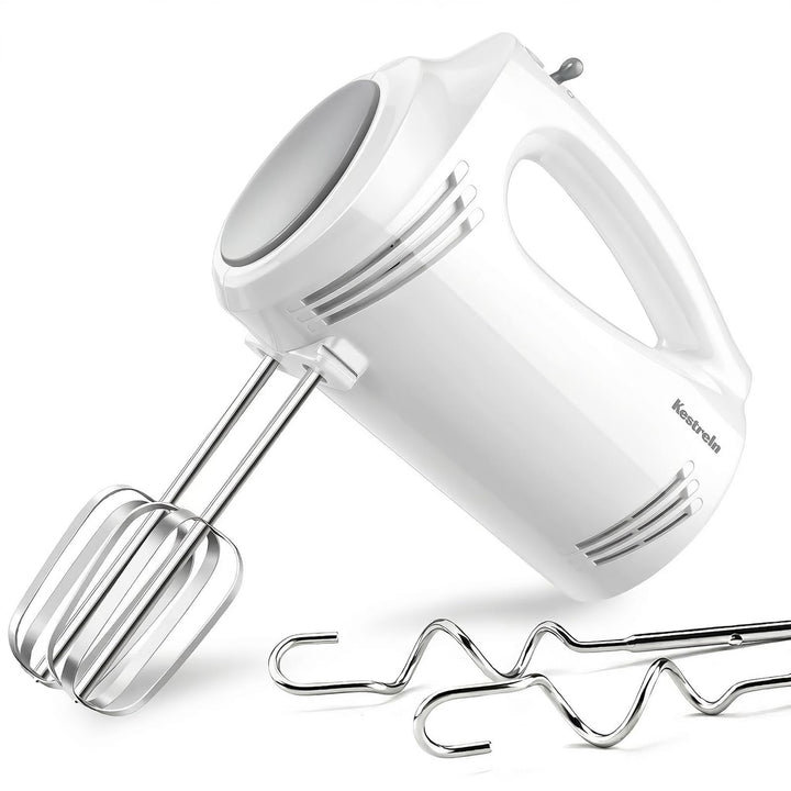 Kestreln Handmixer 350 Watt, 5 Geschwindigkeiten, Edelstahl Schneebesen & Knethaken, ergonomischer G