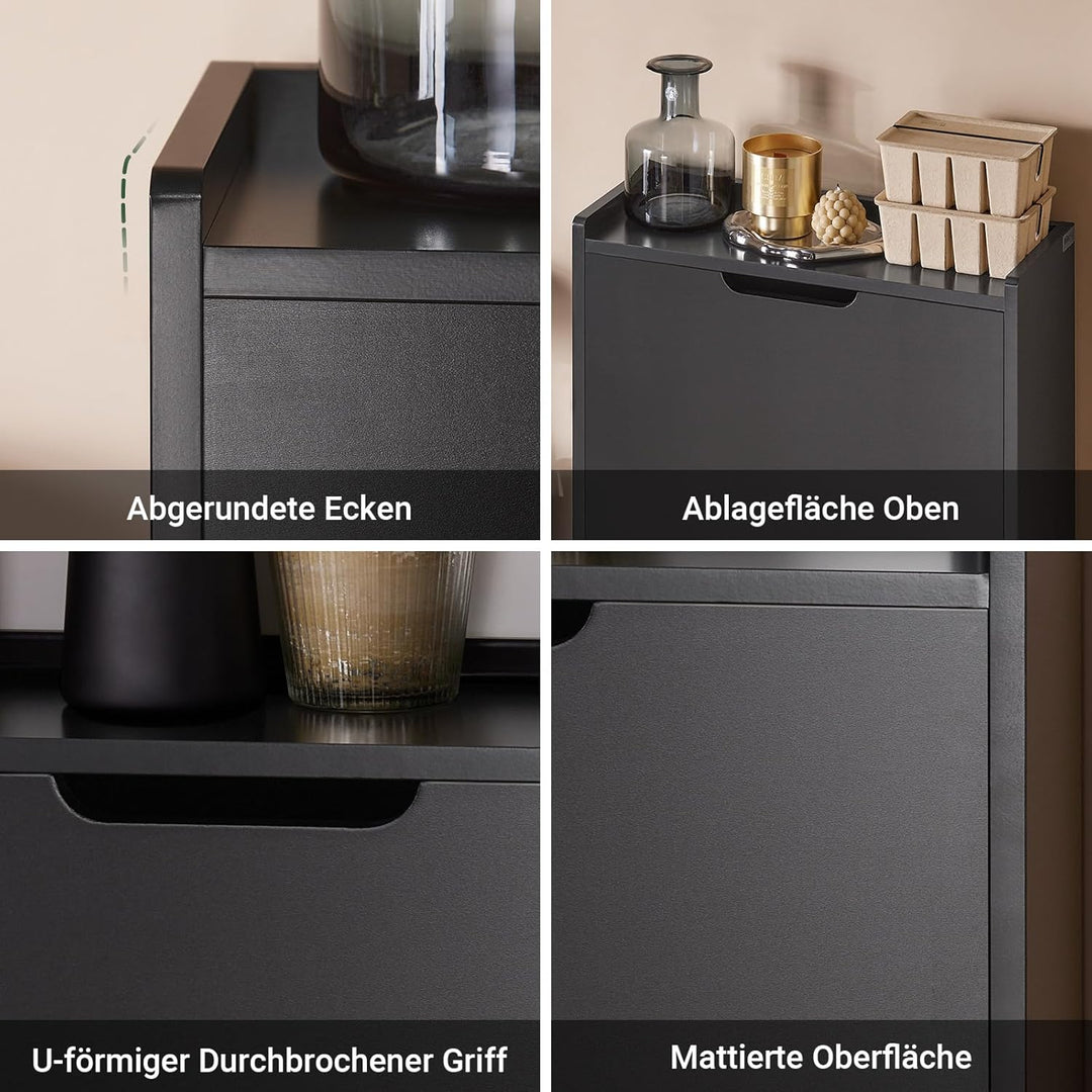 SoBuy Schuhschrank Schmal mit 3 Klappen platzsparender Schuhkipper Schmal Hoch Kommode mit 3 Ablagen