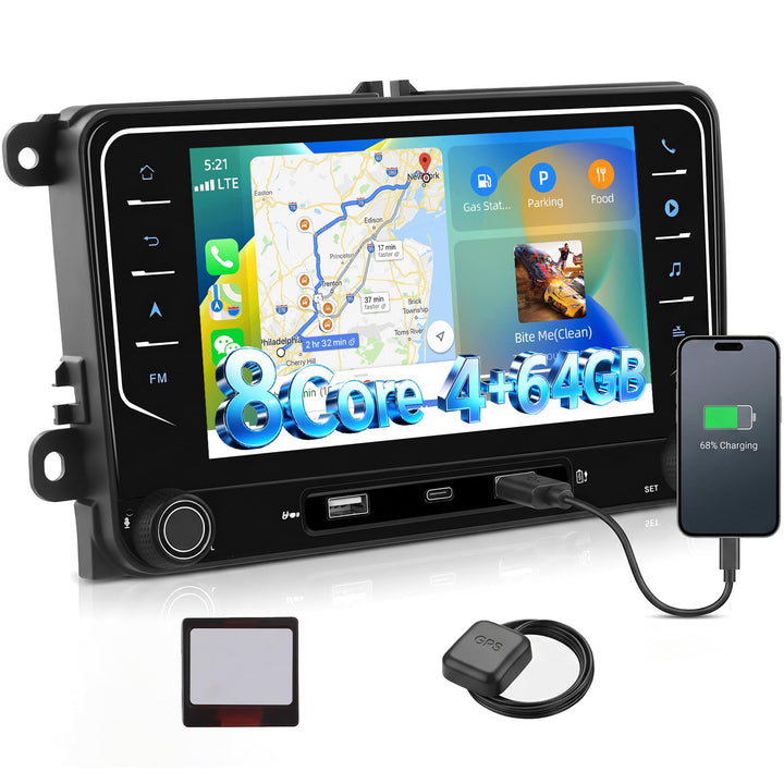 SIXWIN 8-Core 4+64G Android 15 Autoradio für VW Golf 5 6 Touran Polo mit Carplay/Android Auto/DSP, 7