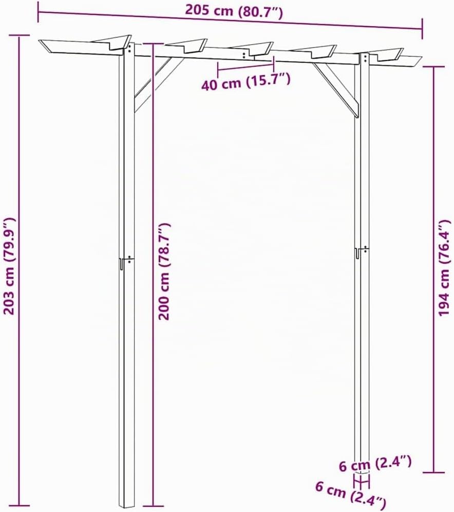vidaXL Gartenlaube 200 x 40 x 205 cm Holz, 200 x 40 x 205 cm