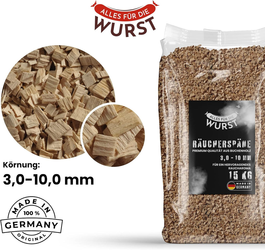 Alles für die Wurst - Räuchermehl Buche, naturbelassenes Buchenrundholz, verschiedene Körnungen erhä