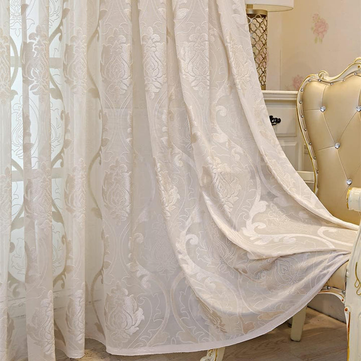 M&W DAS DESIGN Gardinenschal Vintage Retro Barock Beige 1er-packung 140 x 245 cm, Beige 1er-packung