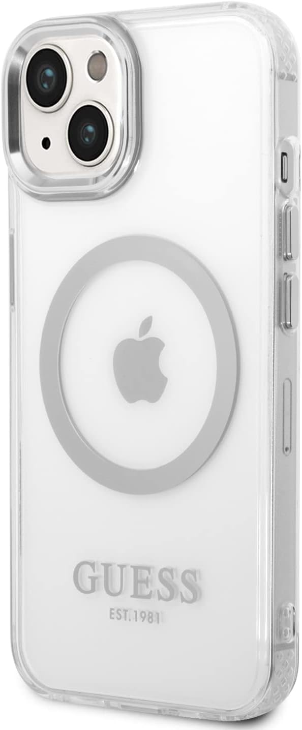 Guess GUHMP14SHTRMS Hülle für iPhone 14 6,1" Silber Hard case Metal Outline