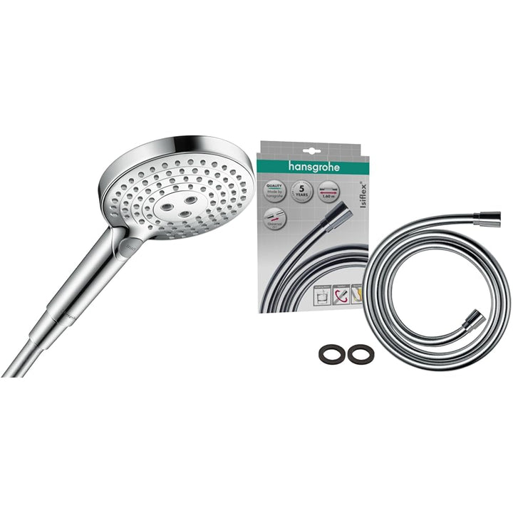 hansgrohe Duschset mit wassersparendem Duschkopf Raindance Select S 120, Regendusche, 3 Strahlarten