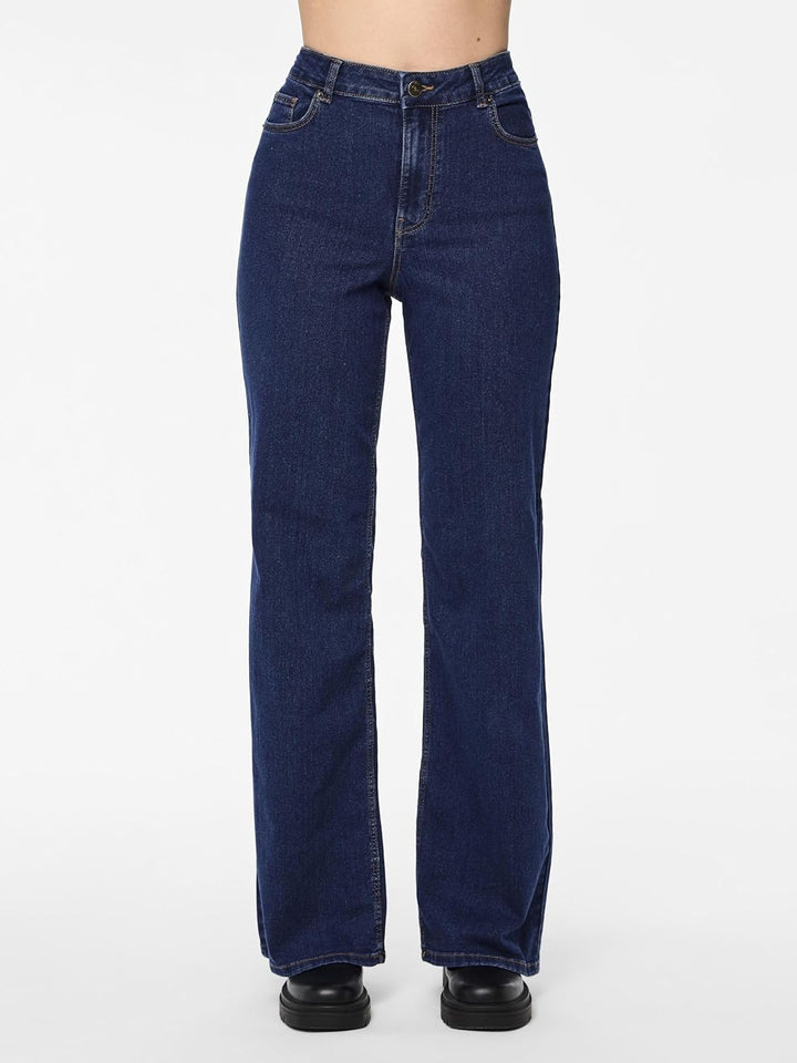 NAME IT Damen Pcpeggy Hw Wide Pant Db Noos Bc XS Dark Blue Denim, XS Dark Blue Denim