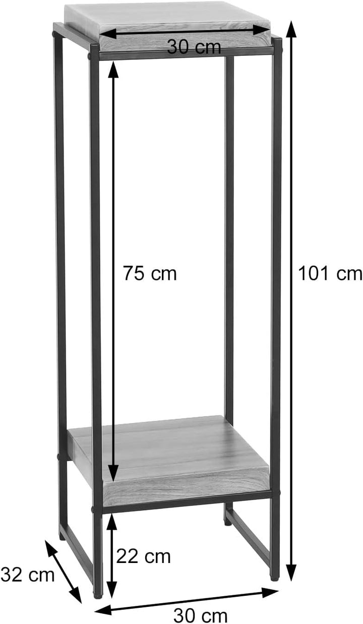 Blumentisch HWC-K71, Blumenregal Beistelltisch Pflanzregal, MVG-Zertifiziert MDF Metall - naturfarbe