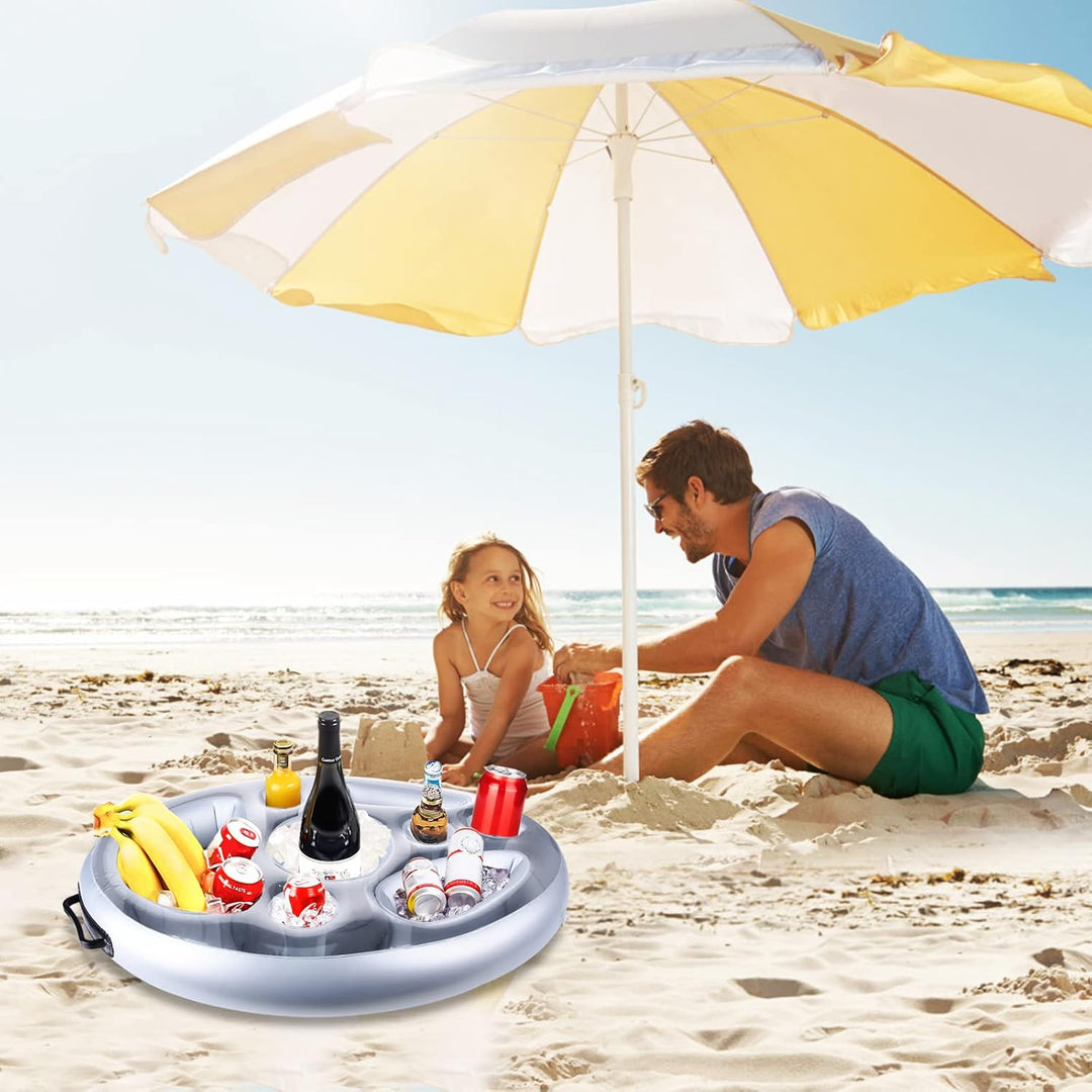 Ulikey Poolbar, 2in1-Getränke und Snackhalter, Aufblasbarer Getränkehalter Schwimmender, 8 Löcher Gr