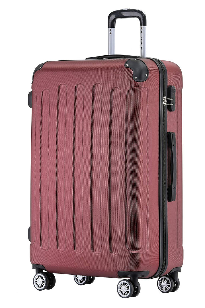 BEIBYE Hartschalen-Koffer Trolley Rollkoffer Reisekoffer Handgepäck 4 Rollen (M-L-XL-Set) (Weinrot,