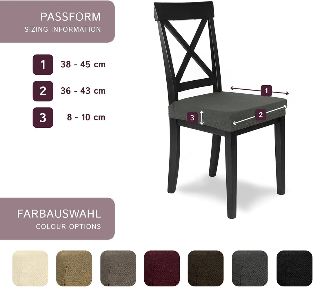 SCHEFFLER-Home Stuhlbezug Mia Anthrazit/Stuhlüberzug 6er Set Chair Cover als Stuhlschoner/Stuhlhusse