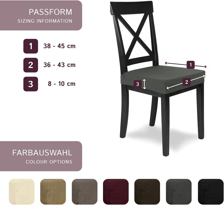 SCHEFFLER-Home Stuhlbezug Mia Anthrazit/Stuhlüberzug 6er Set Chair Cover als Stuhlschoner/Stuhlhusse