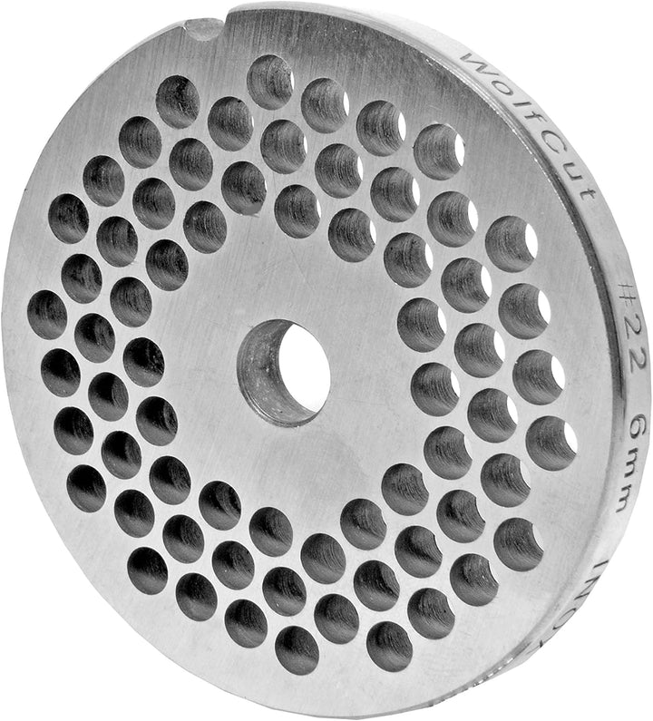 Wolfcut Inox Lochscheibensatz kompatibel mit Fleischwolf Grössen 22 / 3mm-6mm und ein Sichelmesser