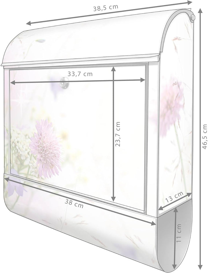 banjado® Design Briefkasten mit Motiv Glitzernde Wiese 39x47x14cm &amp; 2 Schlüssel - Briefkasten Stahl