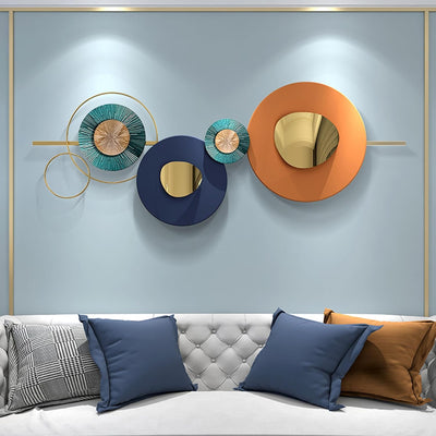 GERHWASH Wanddeko Metall - Wandbild Metall - Wandschmuck - Modernes Kreative Geometrische Rund Metal