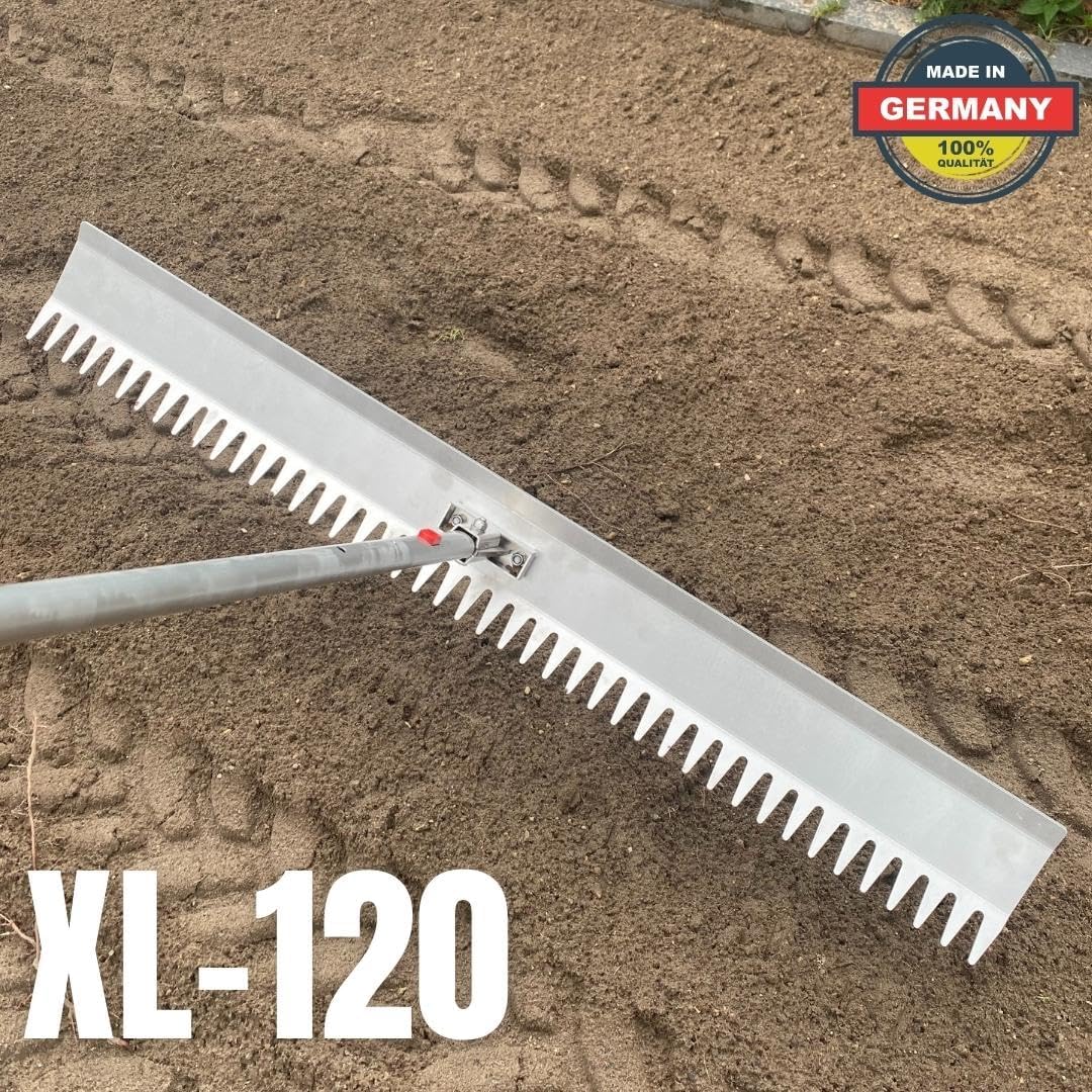 RISISANI® Rechen | Breite 116 cm | 100% Made in Germany | Ohne Stiel mit optionalem Adapter für Gard