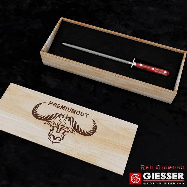 GIESSER seit 1776 - Made in Germany - Wetzstahl 25 cm Red Diamond, PremiumCut Steel No 1, Messerschl