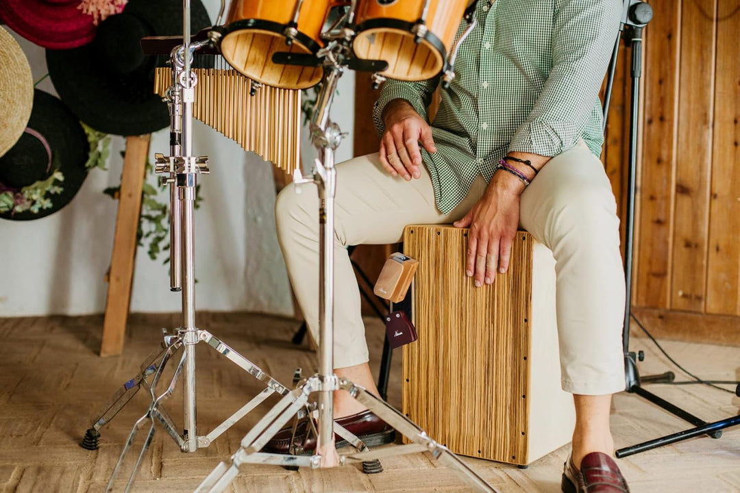 XDrum CW-S Cajon Woodblock Set - Montierbarer Holzblock - Klettstreifen auf der Rückseite - Kann mit