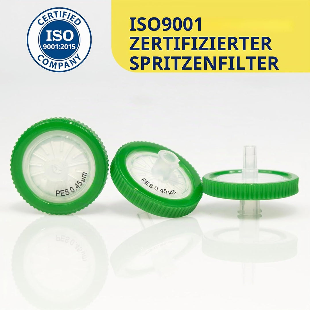 100 Stücke PES Spritzenfilter 0,45 um Porengrösse, 25 mm Membran Durchmesser, Labor-spritzenfilter,