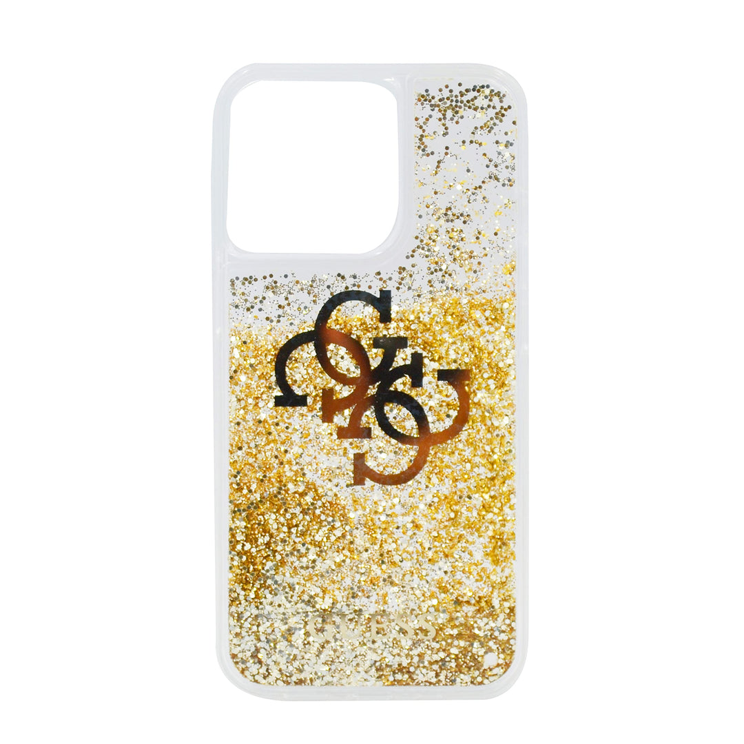 Guess GUHCP13LLG4GGO Hülle für iPhone 13 Pro / 13 6,1" golden 4G Big Liquid Glitter