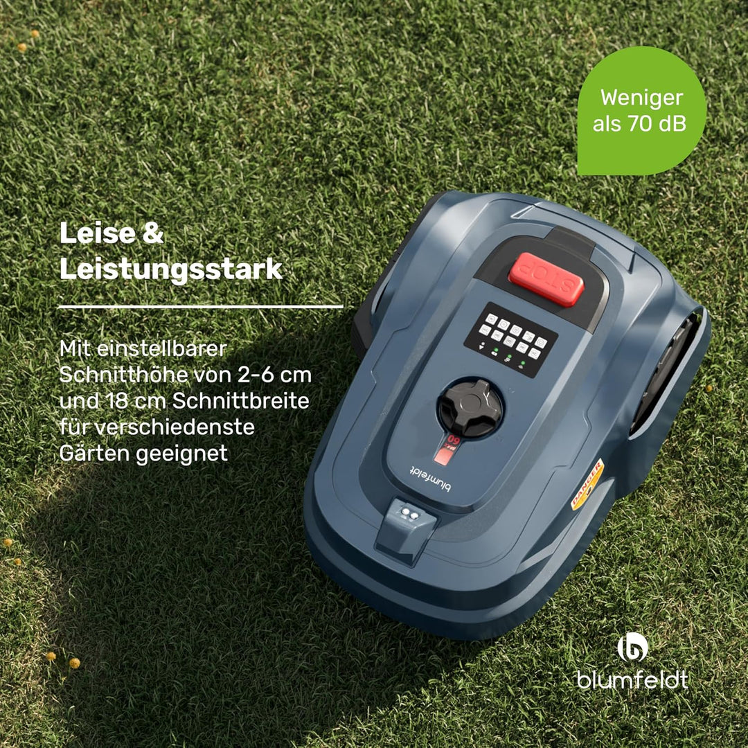 blumfeldt GrassConnect Mähroboter - App-Steuerung, Mäht bis 1.000 m², Li-Ion Akku, Automatisches Lad