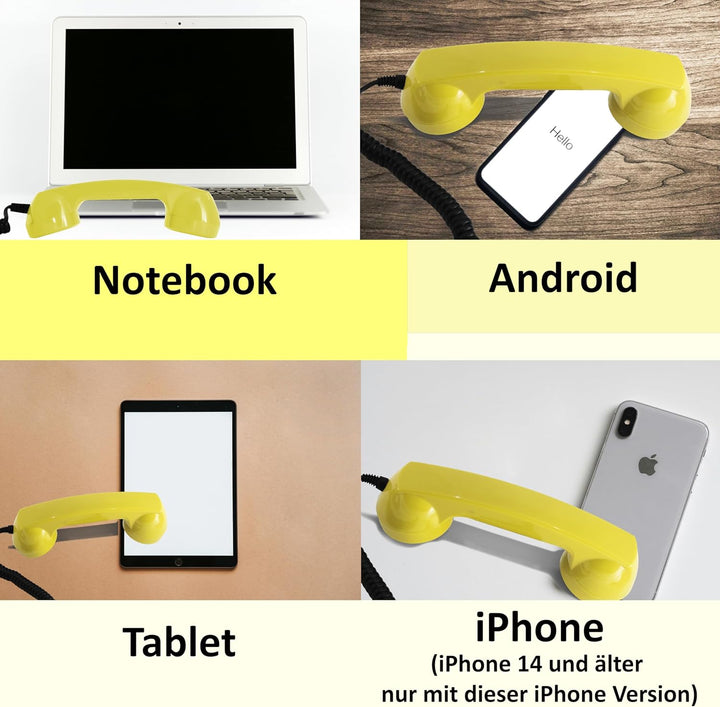 Retro Handyhörer für Apple iPhones mit Lightning (passender Adapter mit inbegriffen) in der Form ein