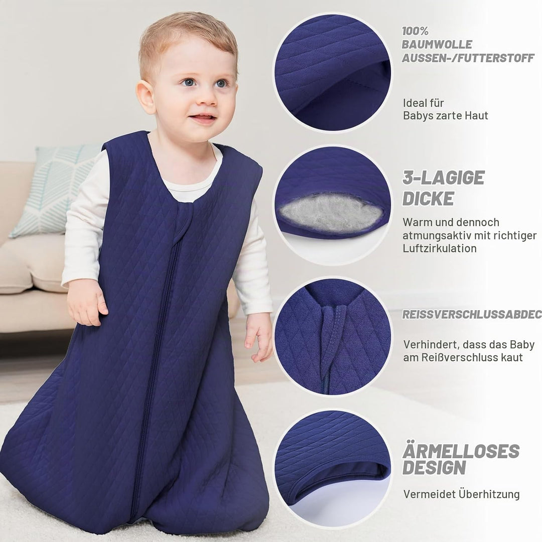 Yoofoss Schlafsack Baby Winter 2.5 Tog - 84cm/12-18 Monate Winterschlafsack Baumwolle Babyschlafsack