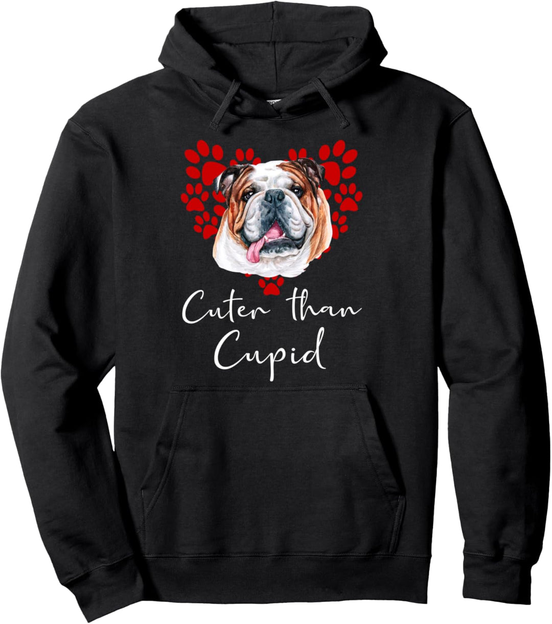 Englische Bullgogge Cuter Than Cupid Hunde Valentinstag Pullover Hoodie