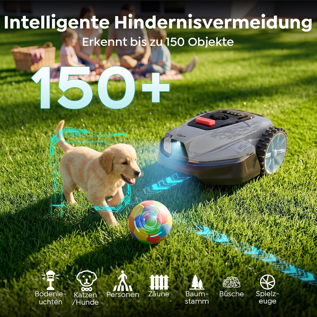 YARDCARE V3 Mähroboter ohne Begrenzungskabel, mit Vision-Navigation, 150+ Hinderniserkennung und App
