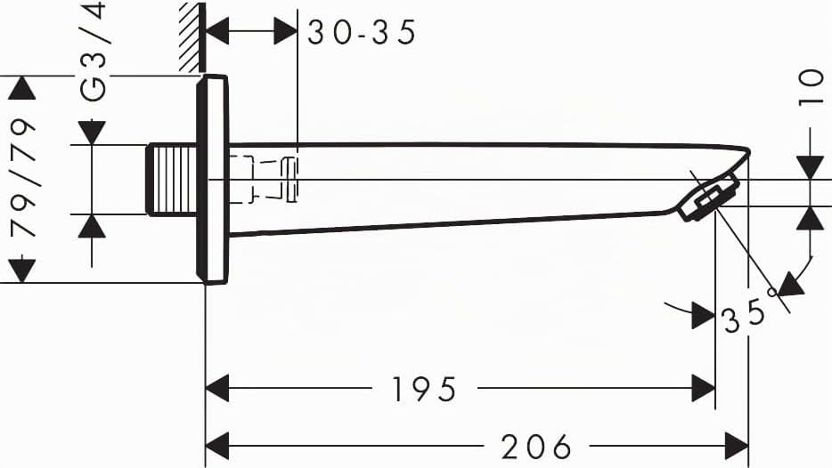 hansgrohe Logis - Badewanneneinlauf, Wanneneinlauf 19,5cm, Badewannenarmatur, Mattschwarz, Mattschwa