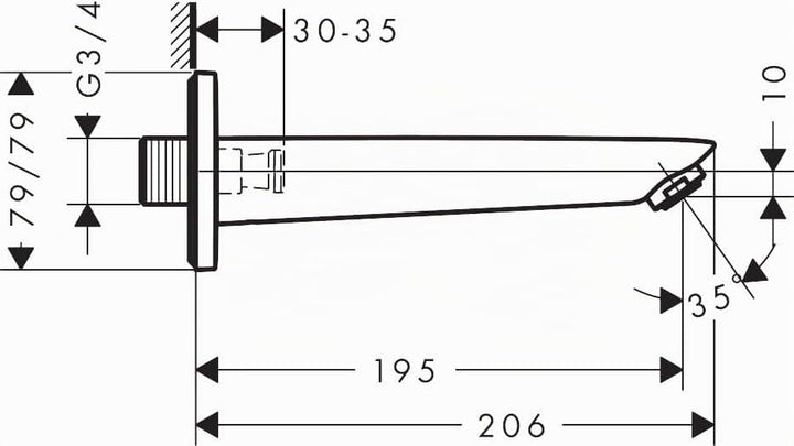 hansgrohe Logis - Badewanneneinlauf, Wanneneinlauf 19,5cm, Badewannenarmatur, Mattschwarz, Mattschwa