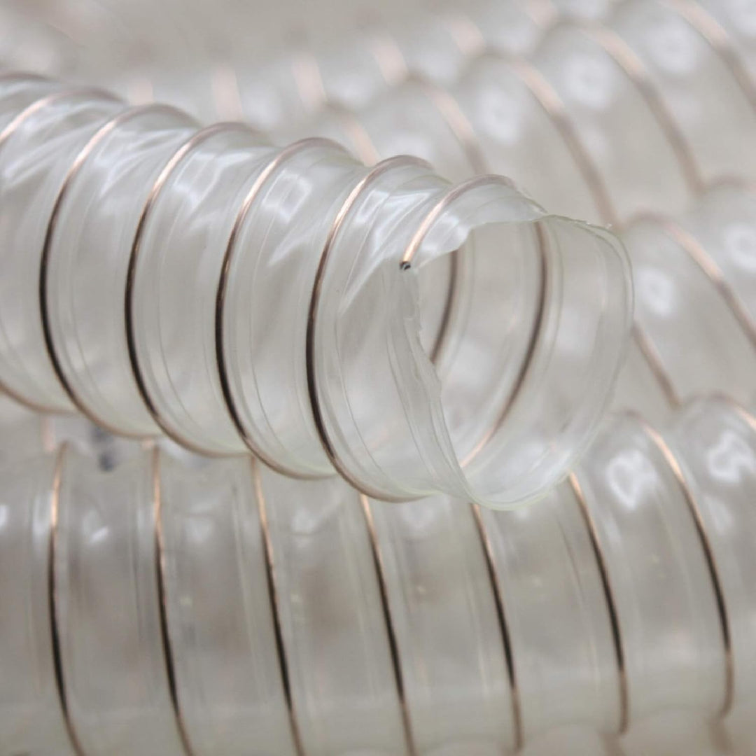 Transparent Absaugschlauch Spiralschlauch Flexschlauch schwer entflammbar 0,4 mm - Ø50mm