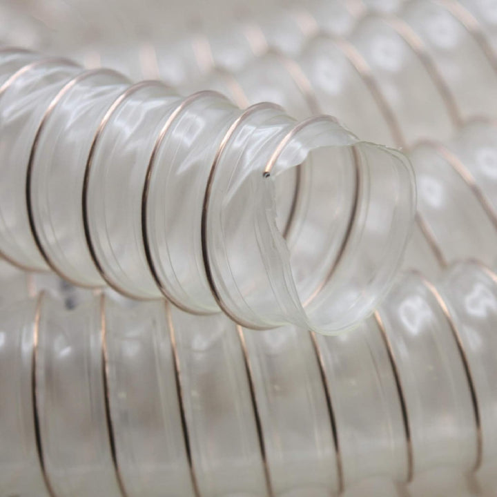 Transparent Absaugschlauch Spiralschlauch Flexschlauch schwer entflammbar 0,4 mm - Ø50mm