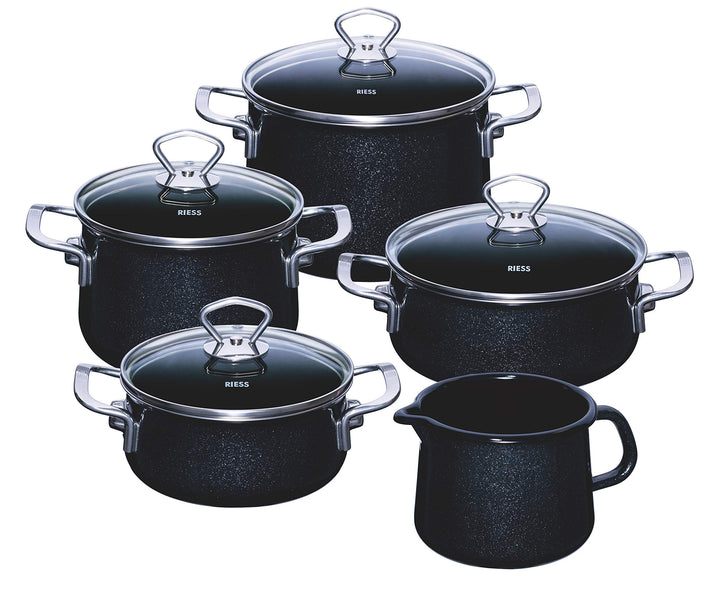 Riess, 0584-009, Familien-Set 5tlg., BLACK MAGIC, Emaille, Made in Österreich, LBH: 48,5x39,0x28,5cm
