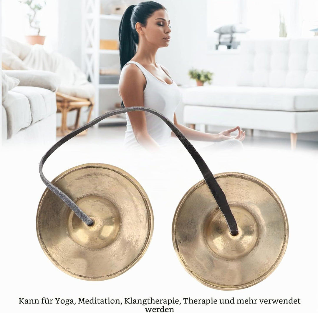 Tibetische Tingsha Zimbeln Meditation Glockenspiel Glocken, 2,7 Zoll Messing Starke Klangdurchdringu