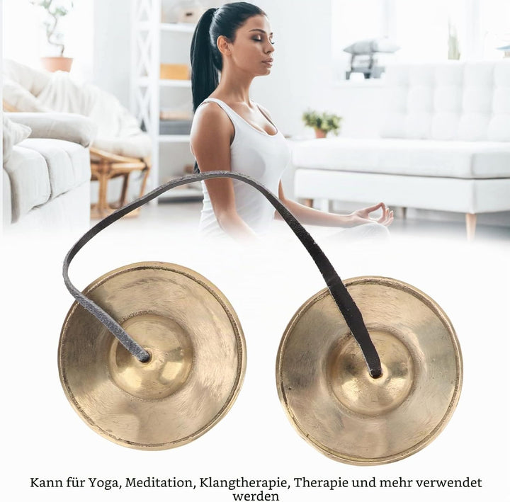 Tibetische Tingsha Zimbeln Meditation Glockenspiel Glocken, 2,7 Zoll Messing Starke Klangdurchdringu