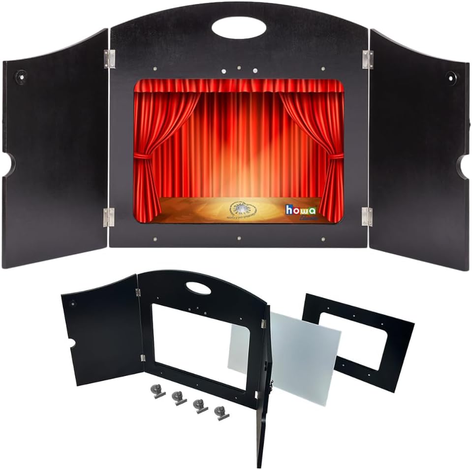 howa Kamishibai Erzähltheater Figurentheater Holz für DIN A3 und DIN A4 Bildkarten, seitlicher Einsc