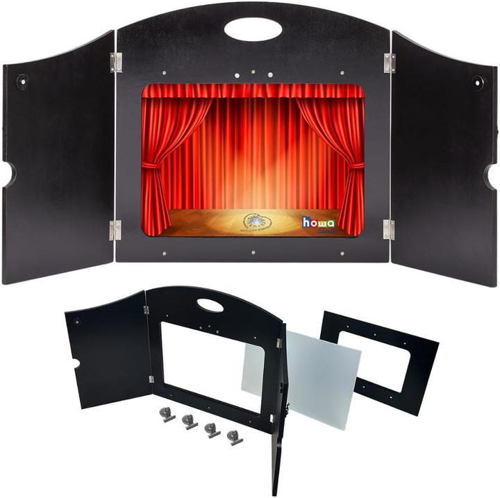 howa Kamishibai Erzähltheater Figurentheater Holz für DIN A3 und DIN A4 Bildkarten, seitlicher Einsc