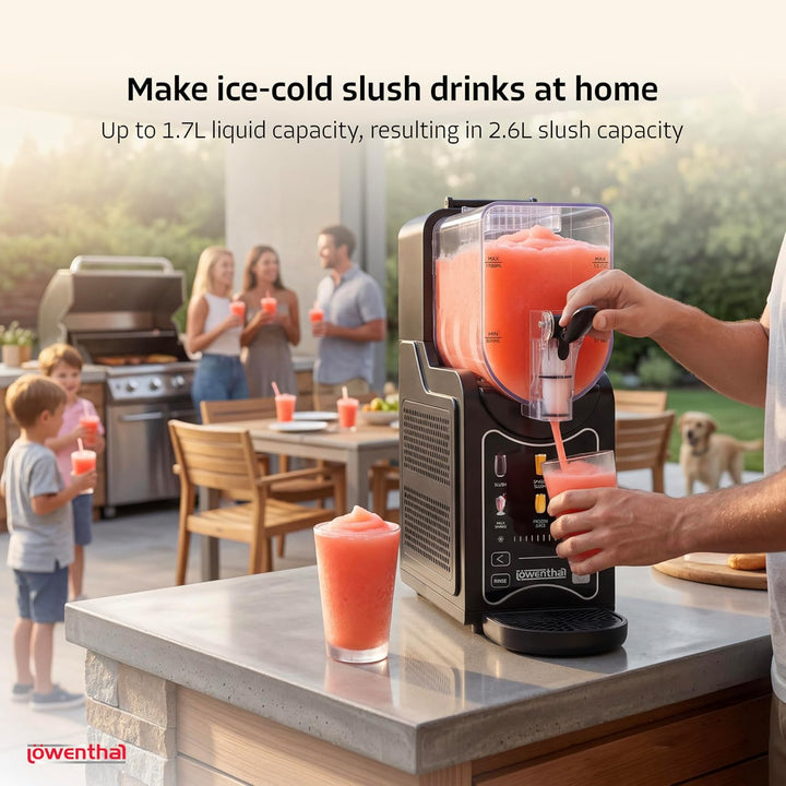 Silvergear® Slush Maschine 2,6 L ohne Eiswürfel | 46×16×41 cm | Schwarz | 6 Programme für Slush Eis,