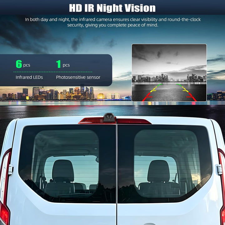 CAMECHO 720P HD Rückfahrkamera Ford Transit 2012–2015, 140° Weitwinkel, IP67 wasserdicht, Nachtsicht