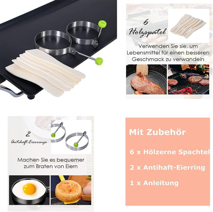 RELAX4LIFE Elektrische Grillplatte 1800W, Elektrogrill mit Antihaftbeschichtung, 90 x 23 cm, Tischgr