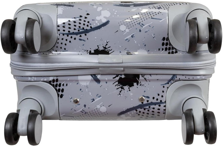 Hartschalen Koffer Trolley Cespara Handgepäck mit modernem Motiv Print - Farbe Silber - Gr. M
