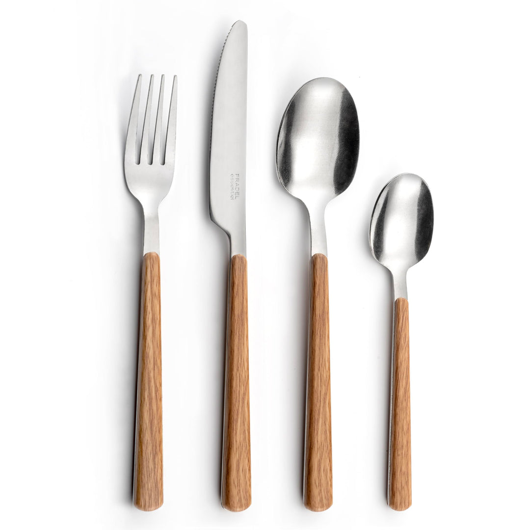 Amefa Bosquet Besteck-Set, 24-teilig, Edelstahl 18/0, Holzgriff, spülmaschinengeeignet