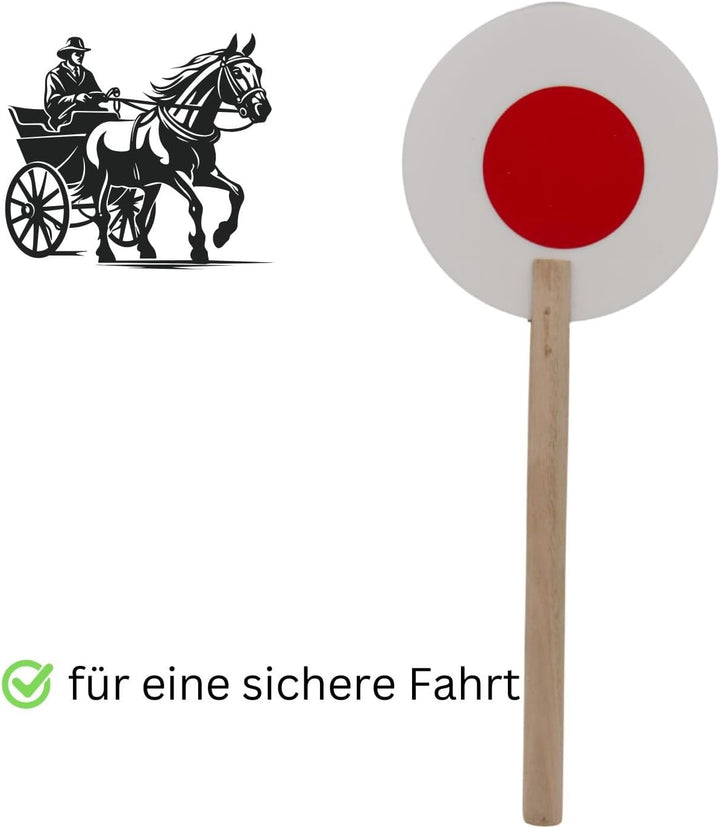 AMKA reflektierende Fahrkelle mit Holzgriff Signalkelle für Kutsche