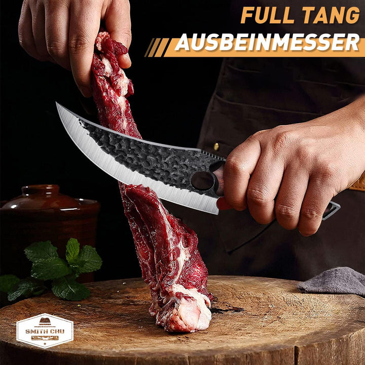SMITH CHU handgeschmiedetes Ausbeinmesser mit Lederscheide Professionelles Kochmesser Küchenmesser T