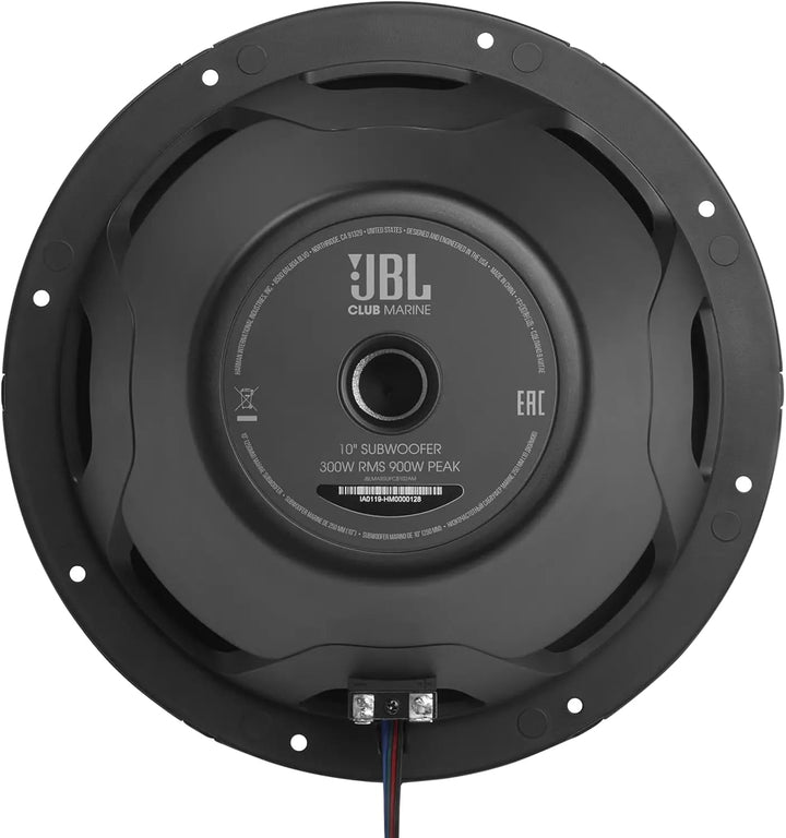 JBL Club Marine 10-Zoll Passiv Boot Subwoofer - Hochleistungs-Tiefbass Lautsprecher Wasserdicht, 900