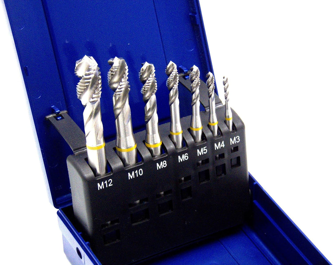 Maschinengewindebohrer Set 7-teilig M3 - M12 HSSE-Co5 DIN 371 Sackloch 39° RSP Gelbring in Rosebox m