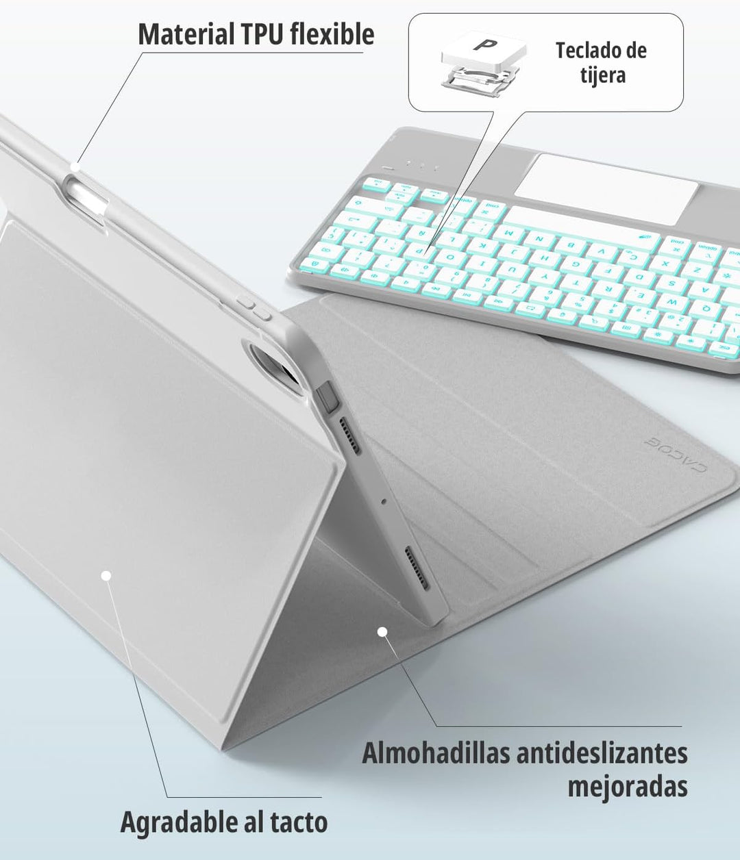 CACOE Tastatur Hülle Kompatibel mit iPad Air 7 Generation 2025 M3 11 Zoll/Air 6/5/4 Generation 2024/